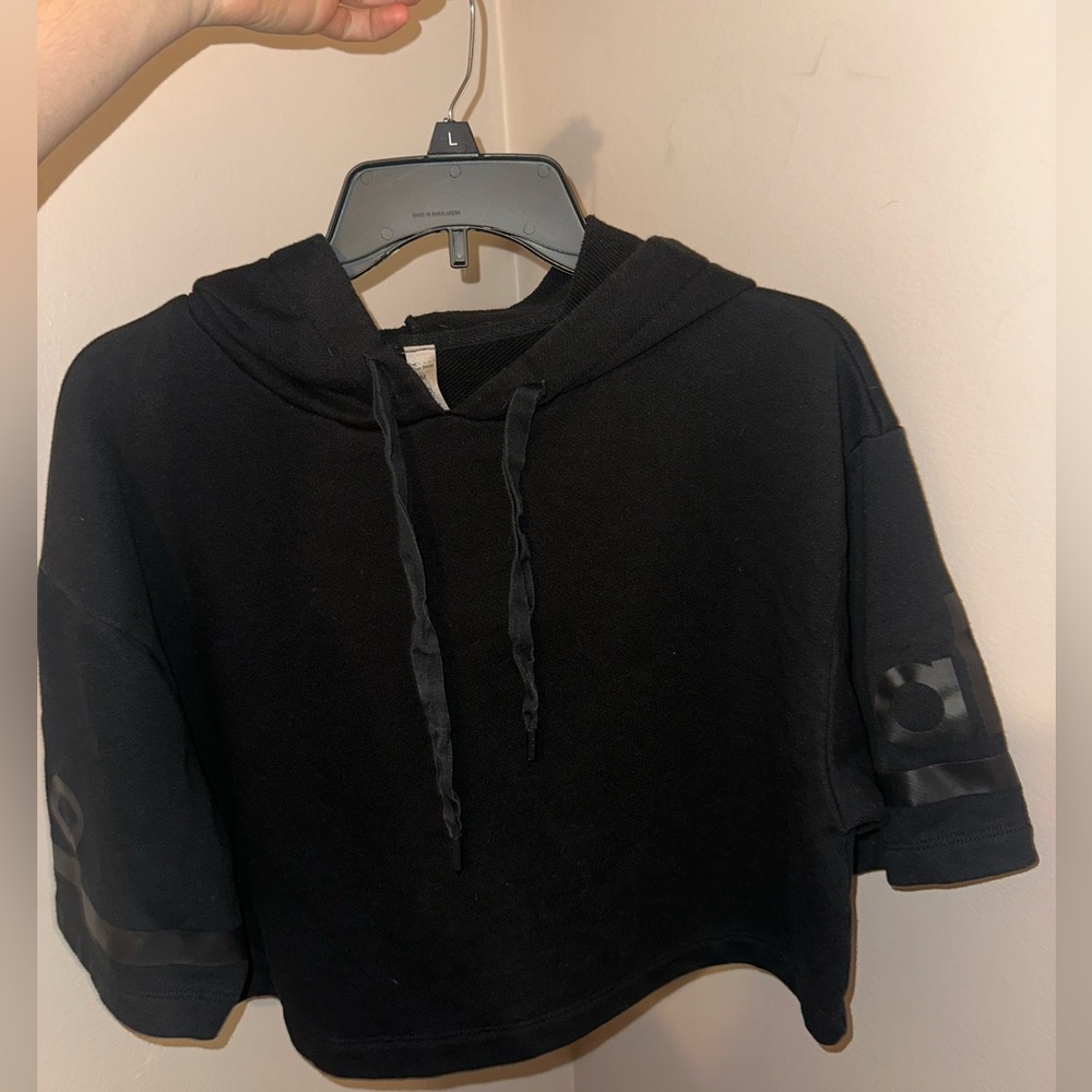 Black Cropped Hoodie by Alo